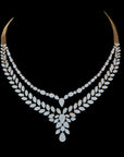 Diamond Necklace Set with Elegant Leaf and Floral Detailing With Earring