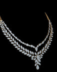 Diamond Necklace Set with Elegant Leaf and Floral Detailing With Earring