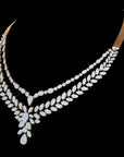 Diamond Necklace Set with Elegant Leaf and Floral Detailing With Earring