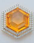 Diamond Pendant Set with Hexagonal Topaz and Diamond Detailing