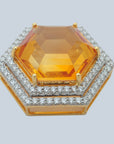 Diamond Pendant Set with Hexagonal Topaz and Diamond Detailing