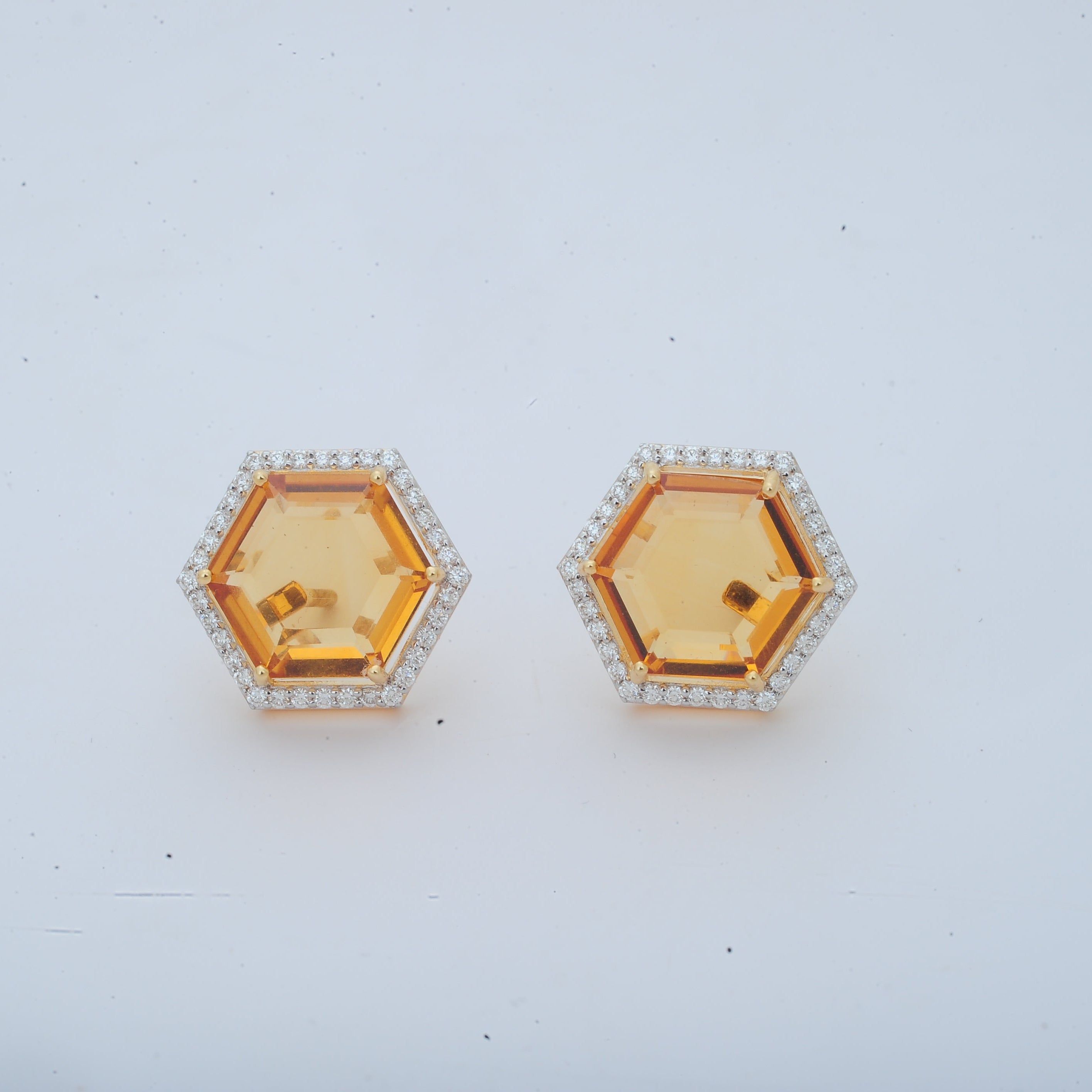 Diamond Pendant Set with Hexagonal Topaz and Diamond Detailing