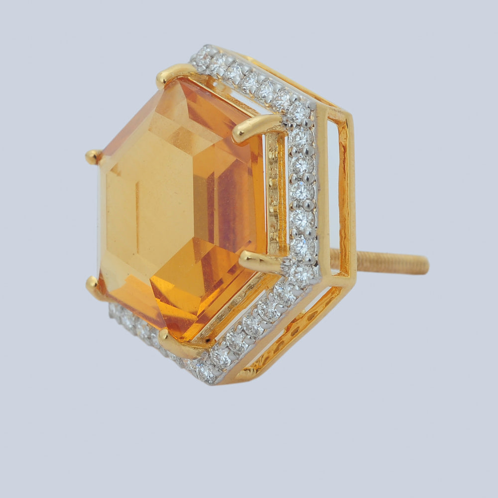 Diamond Pendant Set with Hexagonal Topaz and Diamond Detailing