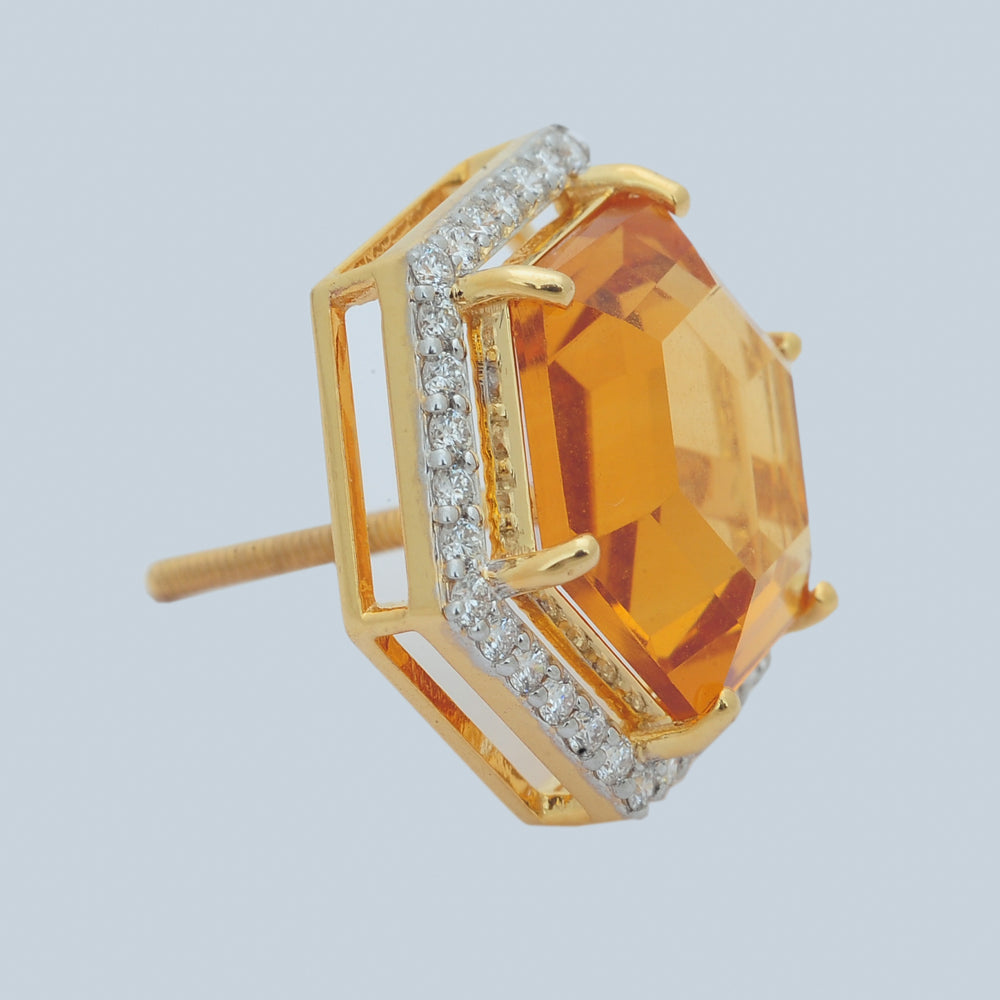Diamond Pendant Set with Hexagonal Topaz and Diamond Detailing