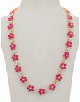 Diamond Necklace Set with Rubies and Flower Detailing With Earring