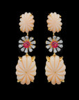 Diamond Necklace Set with Carved Coral and Spinel Floral Detailing