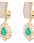 Diamond Necklace Set with Emeralds and Layered Pearls With Earring