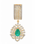 Diamond Necklace Set with Emeralds and Layered Pearls With Earring