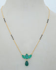 Diamond Mangalsutra With Emerald Drops And Black Onyx Beads