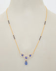 Diamond Mangalsutra with Sapphires, Tanzanite and Black Beads