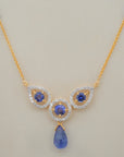 Diamond Mangalsutra with Sapphires, Tanzanite and Black Beads