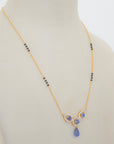 Diamond Mangalsutra with Sapphires, Tanzanite and Black Beads