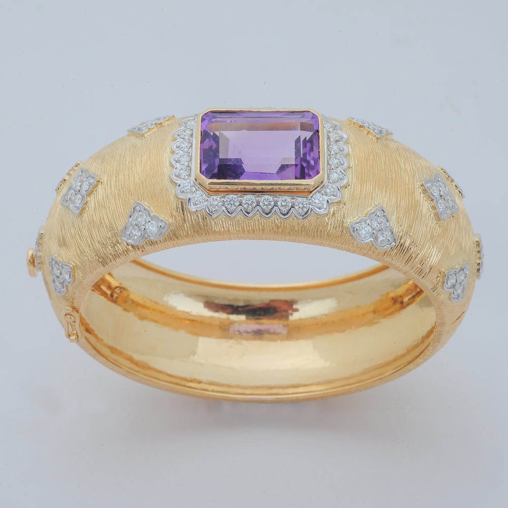 Diamond Bracelet with Emerald, Amethyst and Topaz and Diamond Detailing