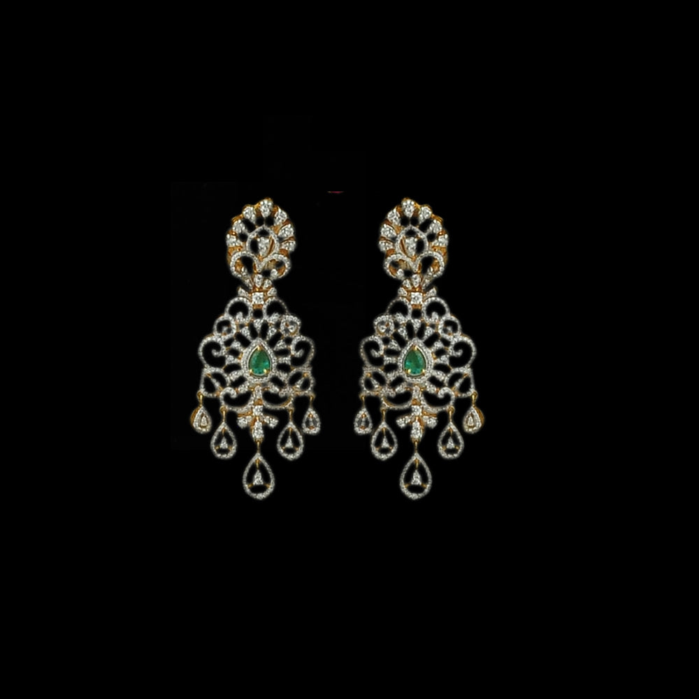 Diamond Earrings with changeble Natural Emeralds/Rubies