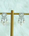 Diamond Earrings with Natural Sapphires and Pearl Drops