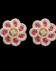 Floral Micropave Ruby Diamond Earrings