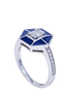 Blue Enamel Diamond Ring