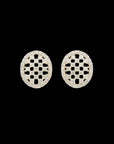 Checkered Oval Diamond Studs