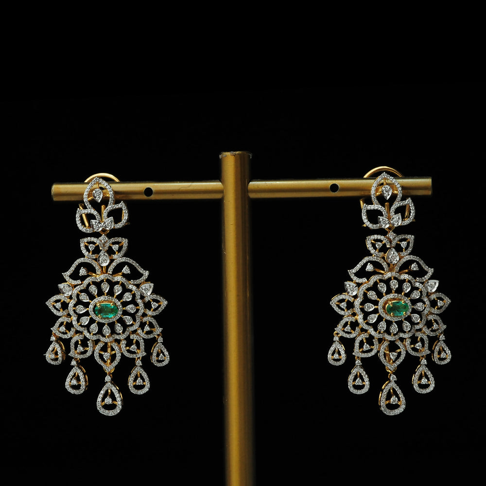 Diamond Earrings with changeble Natural Emeralds and Rubies