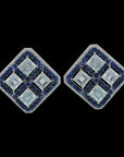 Diamond Studs with Natural Aquamarine and Blue Sapphires