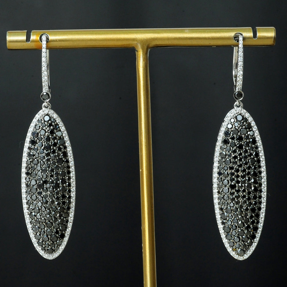 Cocktail Diamond Earrings with Black Diamonds