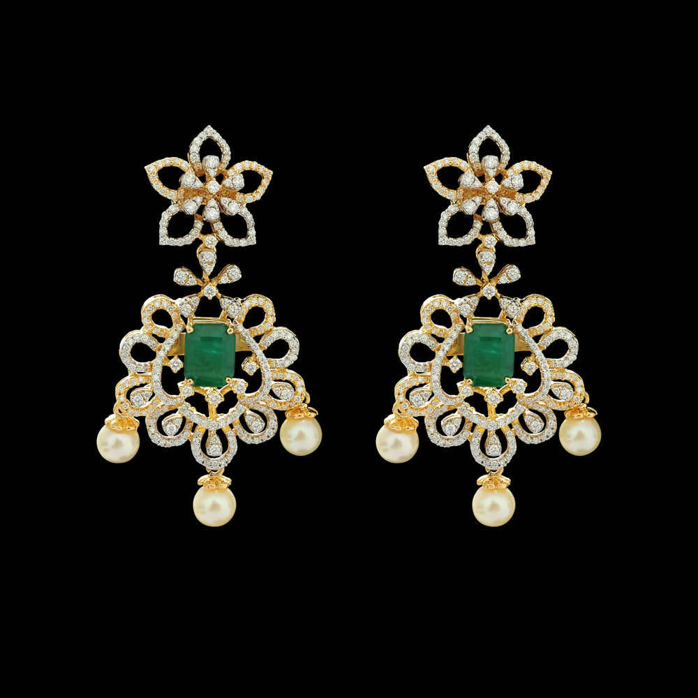 2 in 1 Diamond Chandbali Earrings