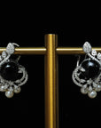 Diamond Earrings with Natural Black Tourmaline