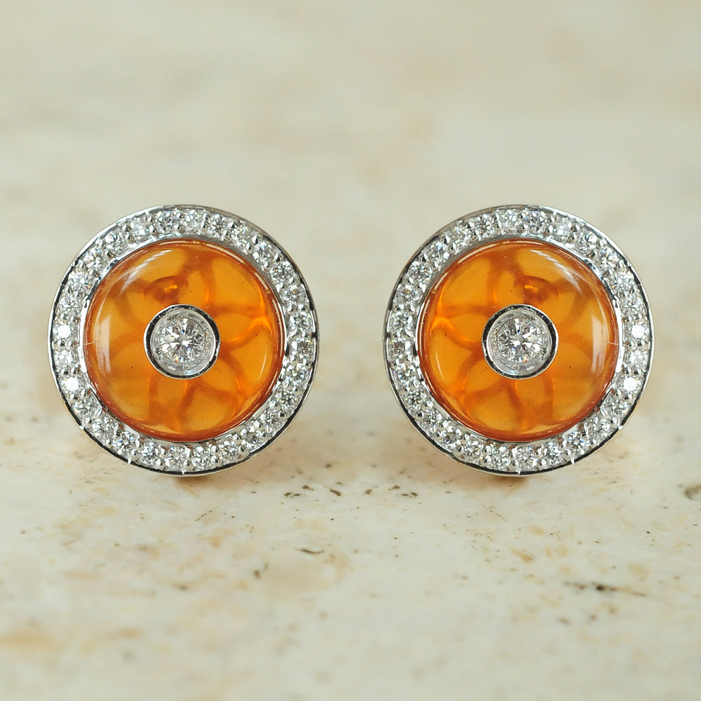 Round Diamond Studs with Onyx
