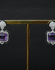 Cocktail Diamond Earrings with Natural Amethyst