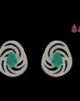 Natural Changeable Emerald/Ruby and Diamond Studs