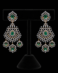 Diamond Statement Earrings with Natural Emerald, Ruby and Pearl