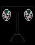 Diamond Love Bird Earrings with Pink Gemstones