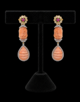 Diamond Earrings With Natural Sapphire Ruby And Coral