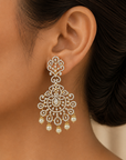 Diamond Earrings with Natural Emeralds and Pearl Drops