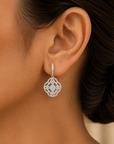 Diamond Hoop Dangle Earrings