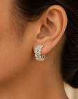 White-Gold Polish Diamond Clip-on Earrings