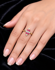Traditional South Indian Diamond and Ruby Ring