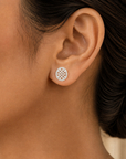 Checkered Oval Diamond Studs