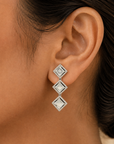 Natural Carved Aquamarine and Diamond Earrings