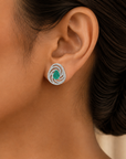 Natural Changeable Emerald/Ruby and Diamond Studs