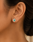Diamond Studs with Natural Emerald