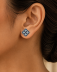 Diamond Studs with Natural Aquamarine and Blue Sapphires