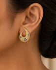 Designer Diamond Studs with Natural Blue Sapphires