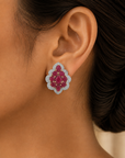 Designer Diamond Studs with Natural Rubies