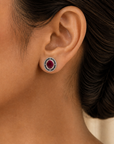 Diamond Studs with Natural Rubies and Black Diamonds