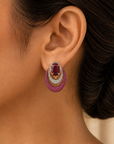 Diamond Earrings with Natural Rubies