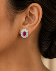Diamond Studs with Natural Rubies