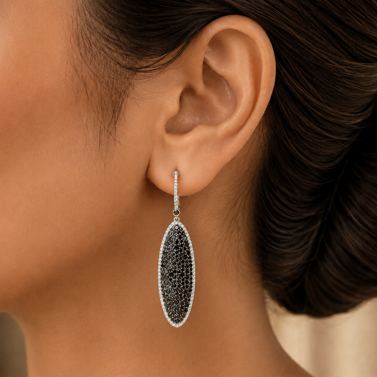 Cocktail Diamond Earrings with Black Diamonds