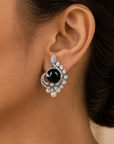 Diamond Earrings with Natural Black Tourmaline