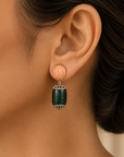 Diamond Earrings with Natural Emeralds and Corals.